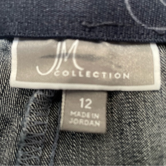 JM COLLECTION DARK WASH JEANS 12 FLAT FRONT STRETCH DENIM POCKETS STRAIGHT LEG - Picture 3 of 9